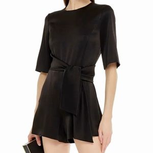 ALICE + OLIVIA Virgil belted satin-crepe playsuit NWOT